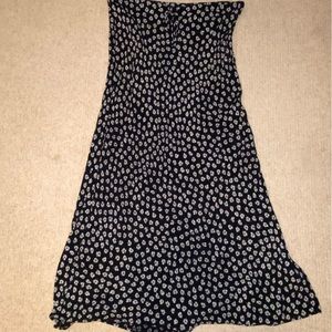 Madewell black and white floral midi skirt